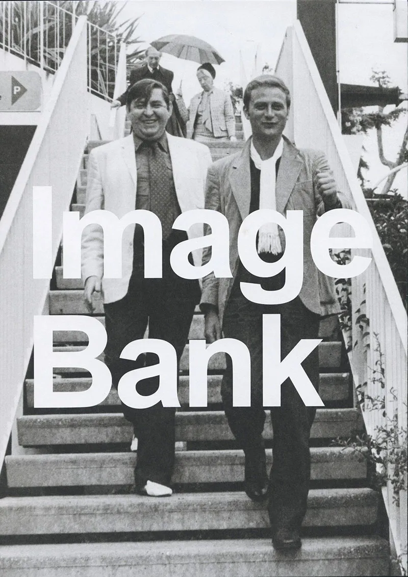 Artists Vincent Trasov and Michael Morris at the Image Bank Post Card Show, 1974, from the cover of the Image Bank catalogue