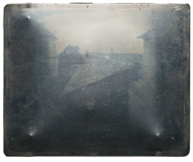 View from the Window at Le Gras, taken by Joseph Nicéphore Niépce in 1826–1827