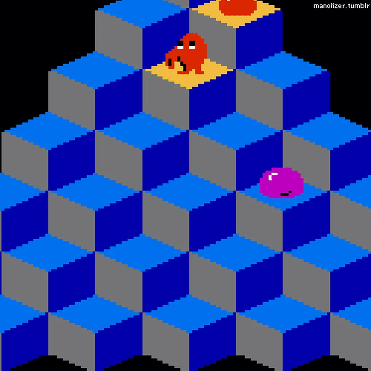 Vintage q-bert video game animation